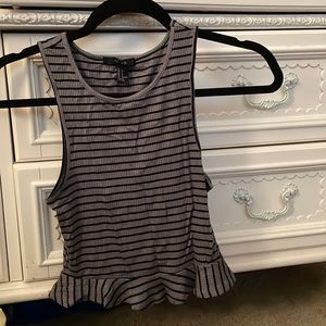 Forever 21 olive green and black striped tank top
